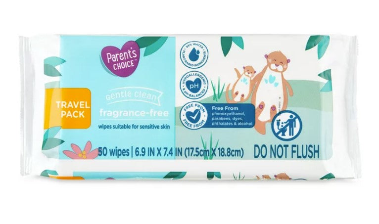 Fragrance Free Baby Wipes, Travel-Pack, 50 Count