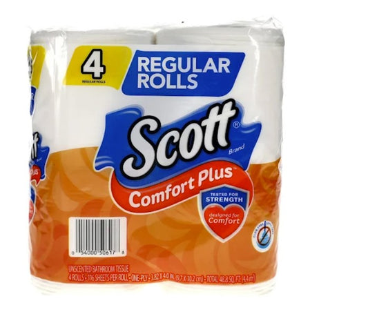 Scott Comfort Plus 1-Ply Bathroom Tissue, 4-ct. Packs