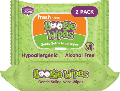 Boogie Wipes Gentle Saline Nose Wipes- 2 pack