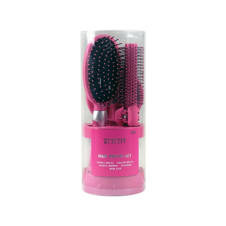 Hair Brush Set- PROFESSIONAL QUALITY (5PC set) HOT PINK