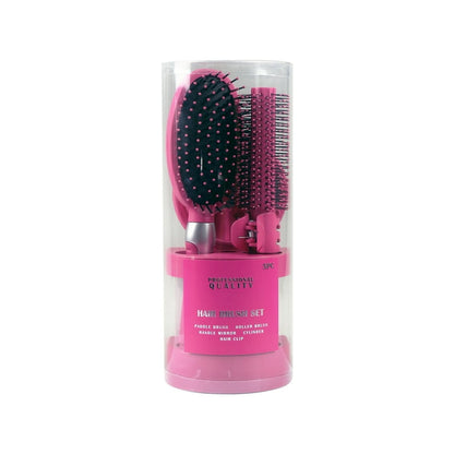 Hair Brush Set- PROFESSIONAL QUALITY (5PC set) HOT PINK