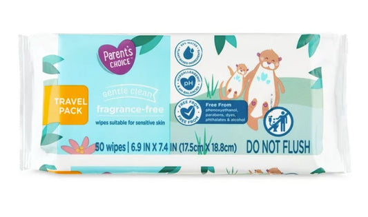 Fragrance Free Baby Wipes, Travel-Pack, 50 Count