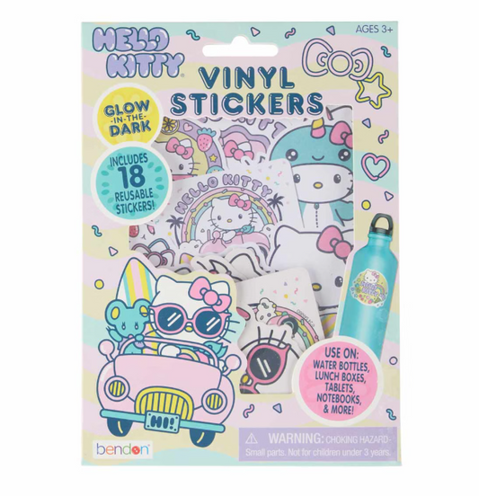 Hello Kitty- Glow In The Dark Vinyl Stickers (18 pk)