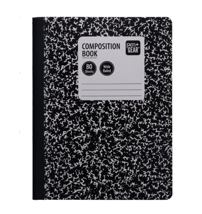 Pen+Gear- Wide Ruled Composition Book, 7.5"x 9.75", Marble Design, Paper Cover, 80 Sheets