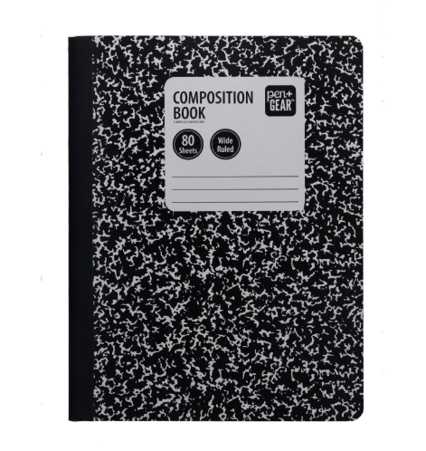 Pen+Gear- Wide Ruled Composition Book, 7.5"x 9.75", Marble Design, Paper Cover, 80 Sheets