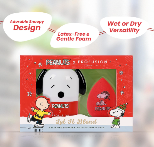 Profusion Cosmetics Peanuts Holiday Let It Blend Makeup Sponge Set with Case