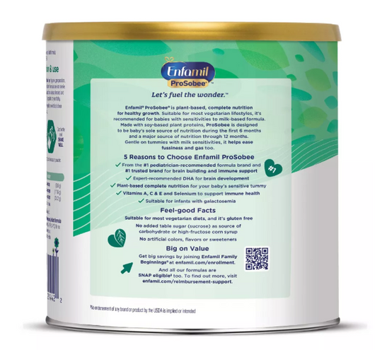 Enfamil Prosobee Plant-Based Soy Powder Infant Formula