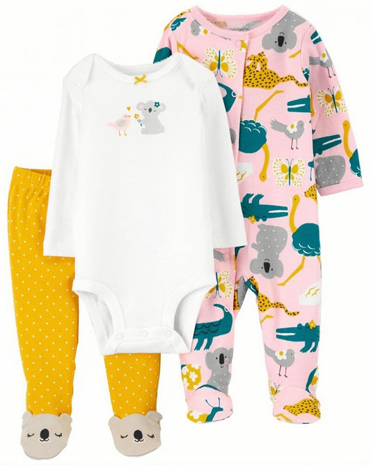 3-Piece Safari Animals Girls Outfit Set