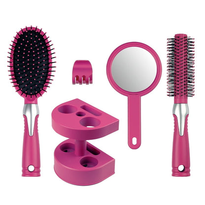 Hair Brush Set- PROFESSIONAL QUALITY (5PC set) HOT PINK