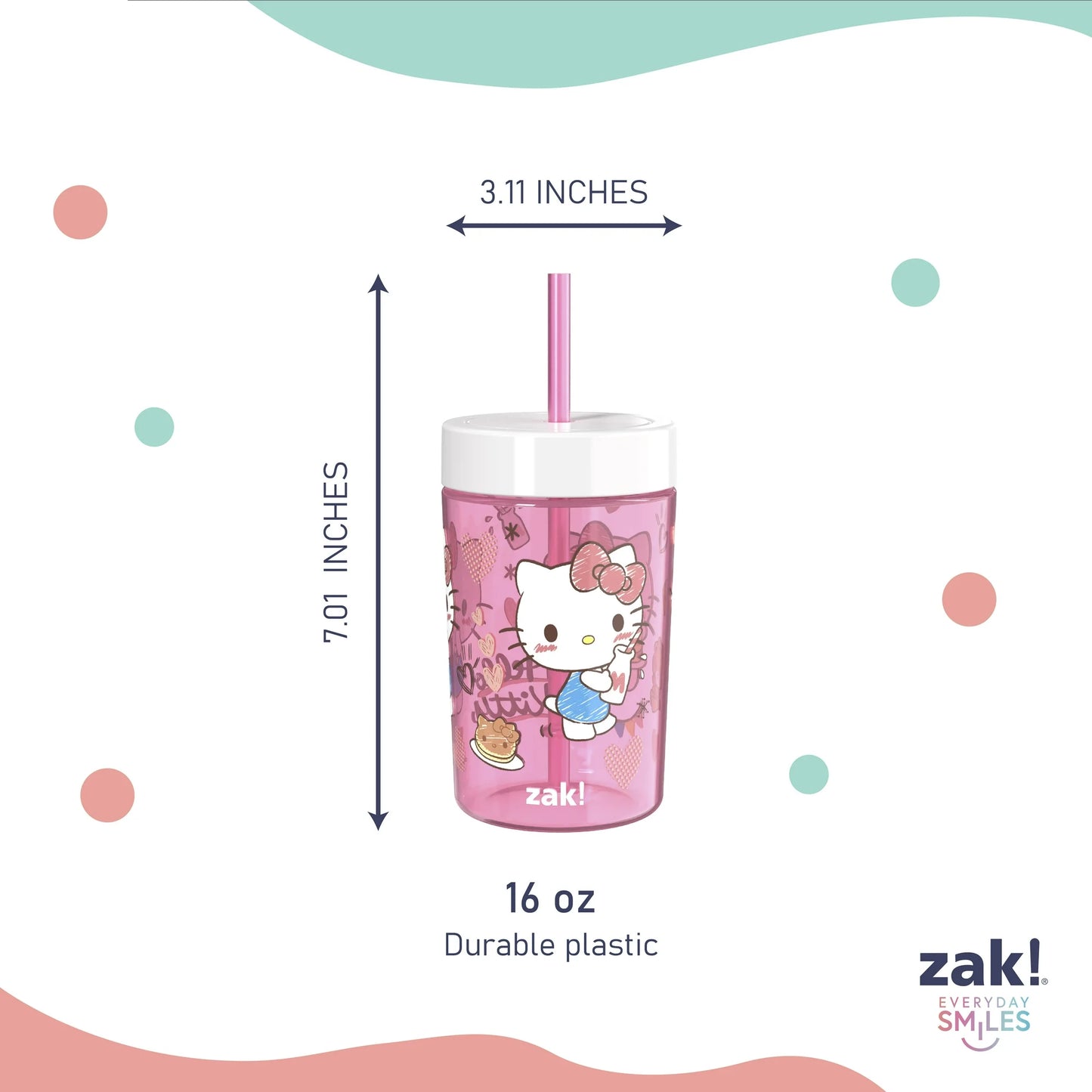 Hello Kitty-16oz Reusable Tumbler  with Lid and Straw