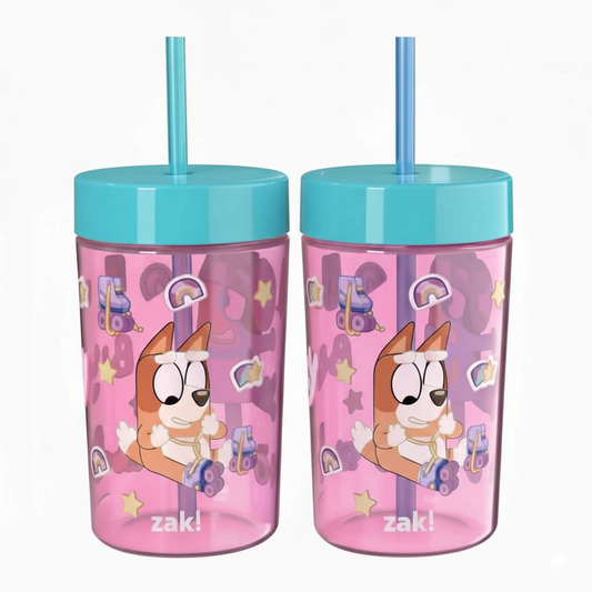 Bluey Tumbler by Zak Designs 2 Pack 16oz  [Pink]