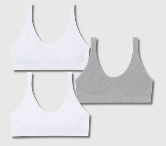 Girls' 2 + 1 Bonus Pack Seamless Bra - Gray/White