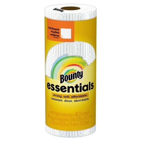 Bounty Essentials Paper Towels Single Roll White, 40 Sheets/Roll