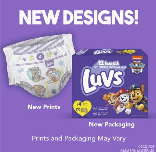 Luvs Diapers, Size 4 (22-37 lb), Paw Patrol, Jumbo Pack